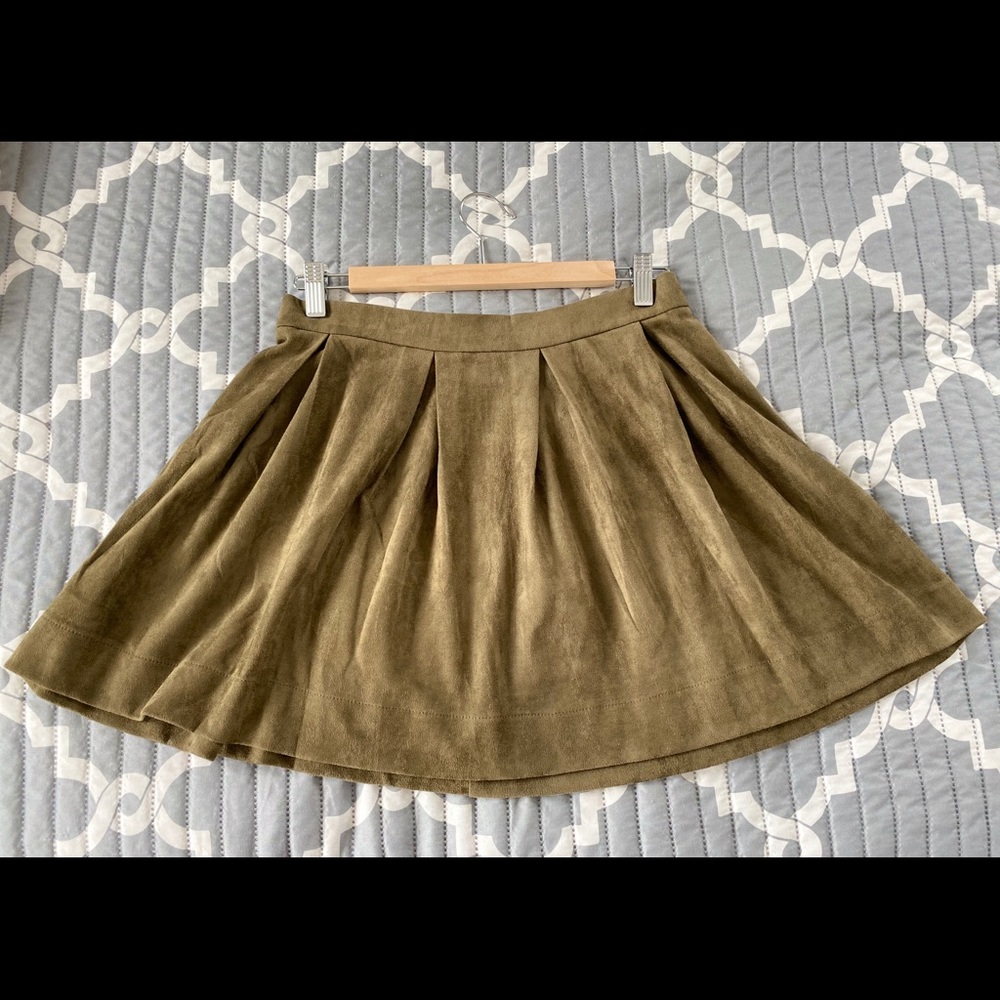SUEDE TAUPE SKATER SKIRT